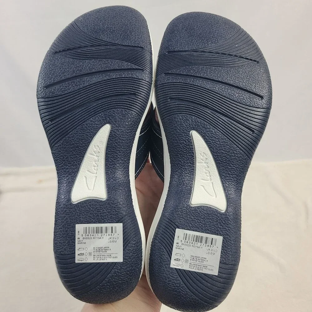 NEW Clarks Cloudsteppers Women's Navy Marine Thong Sandals Size 6 Cushioned Sole - Picture 7 of 7